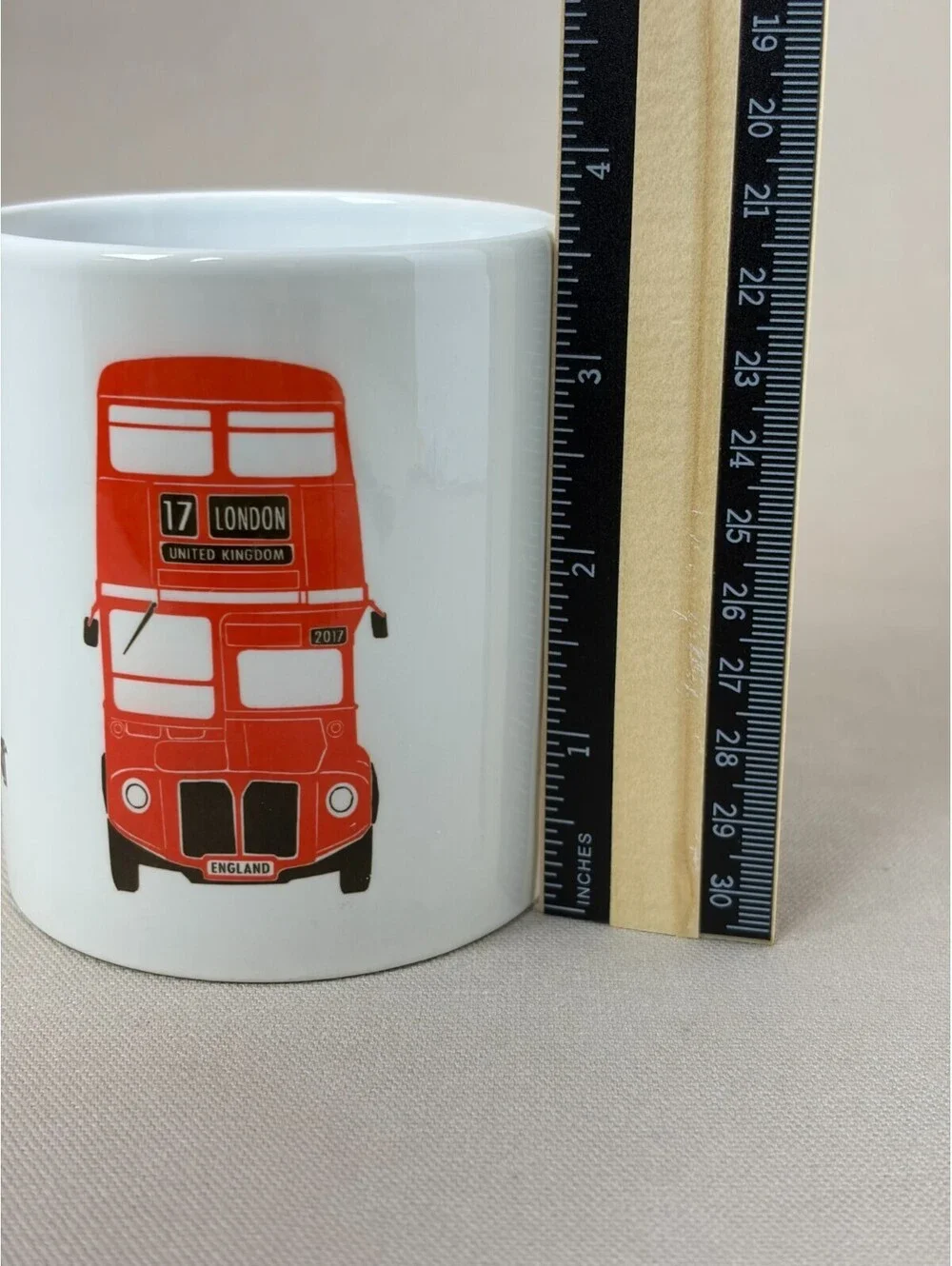 London England Red Double Decker Bus Coffee Mug UK Souvenir Route 17 Ceramic Cup